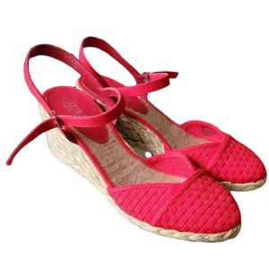 Women's Lauren Ralph Lauren Capricia Red Basket Weave Wedge Espadrilles